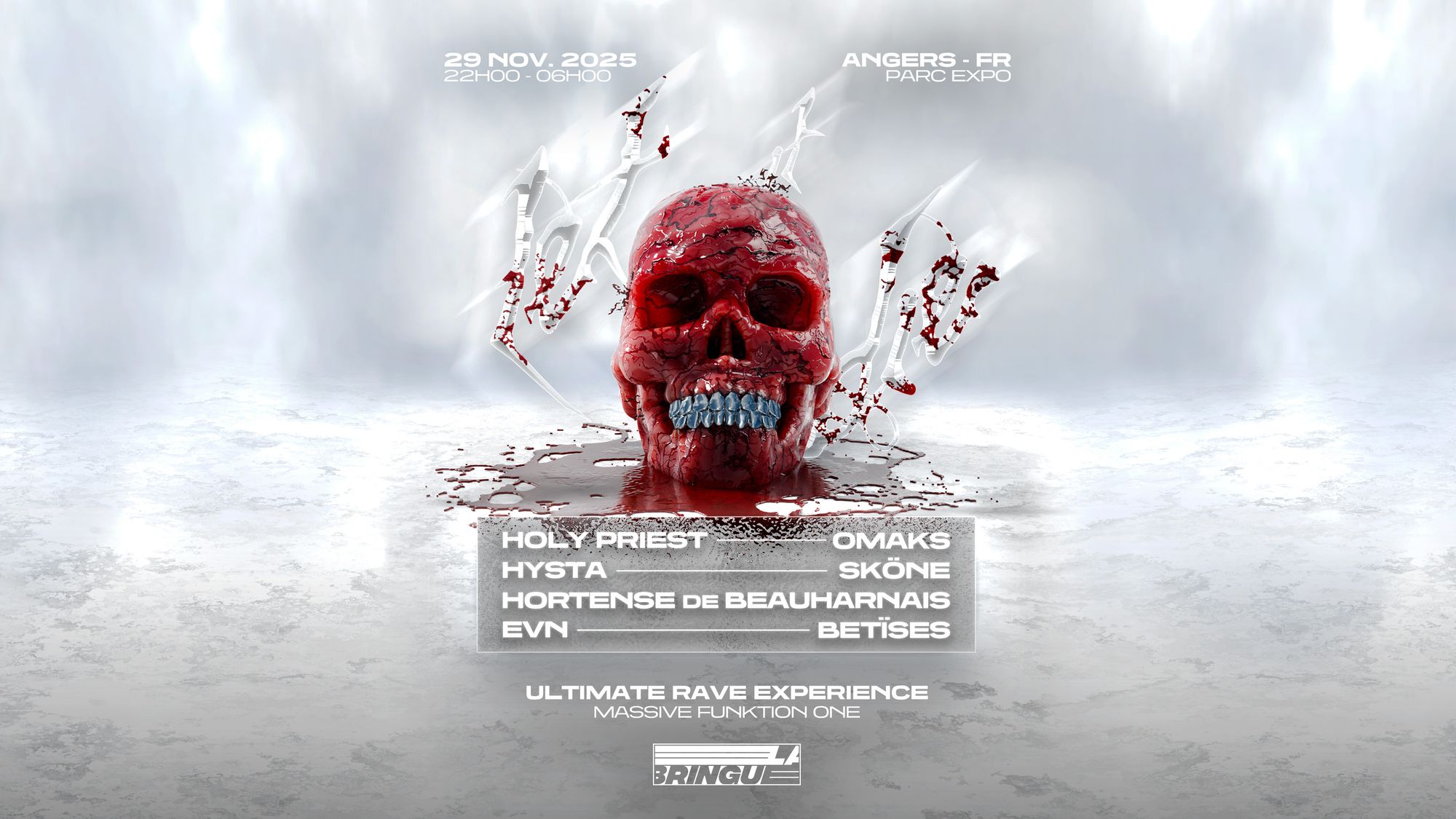LA BRINGUE LET IT DIE Collectif LA BRINGUE
soirée techno
rave party
Angers
Warehouse
Parc expo Angers
Holy Priest
Hysta